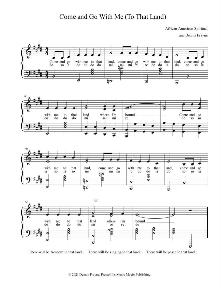Come and Go With Me (To That Land) (arr. Dennis Frayne)