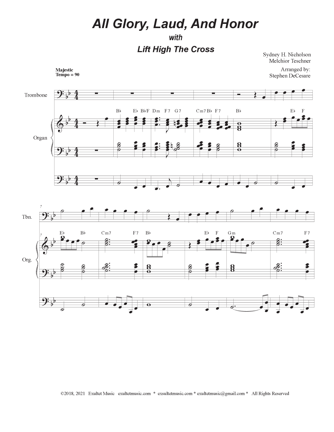 All Glory, Laud, And Honor (with "Lift High The Cross" - (Trombone solo and Organ) (arr. Stephen DeCesare)