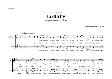 Lullaby by Brahms for SA Choir (arr. Langanho)