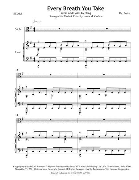 Every Breath You Take (arr. James M. Guthrie, ASCAP)