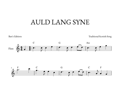 Auld Lang Syne (for Flute) (arr. Bart's Editions)