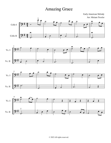 Amazing Grace Cello Duet (arr. Miriam Troxler)