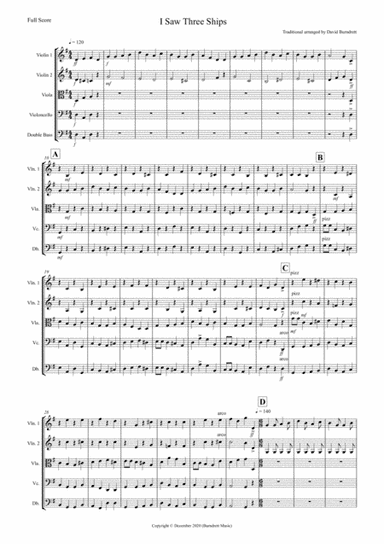 I Saw Three Ships (Jazzy Style!) for String Orchestra (arr. David Burndrett)