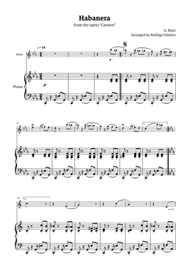 Habanera (for solo oboe w/ piano accompaniment) (arr. Rodrigo Faleiros)