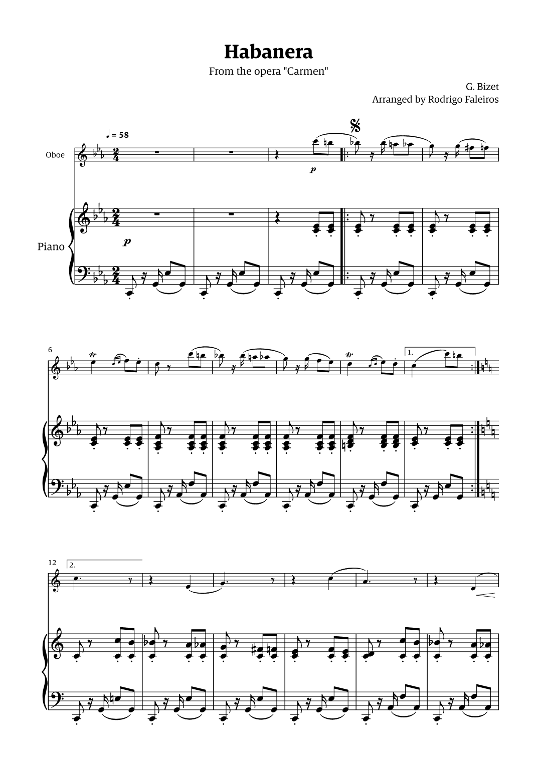 Habanera (for solo oboe w/ piano accompaniment) (arr. Rodrigo Faleiros)