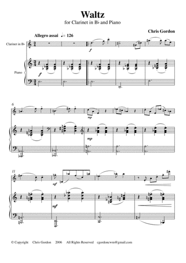 Waltz for Clarinet in Bb and Piano