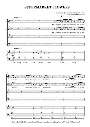 Supermarket Flowers (arr. Christopher Wormald)