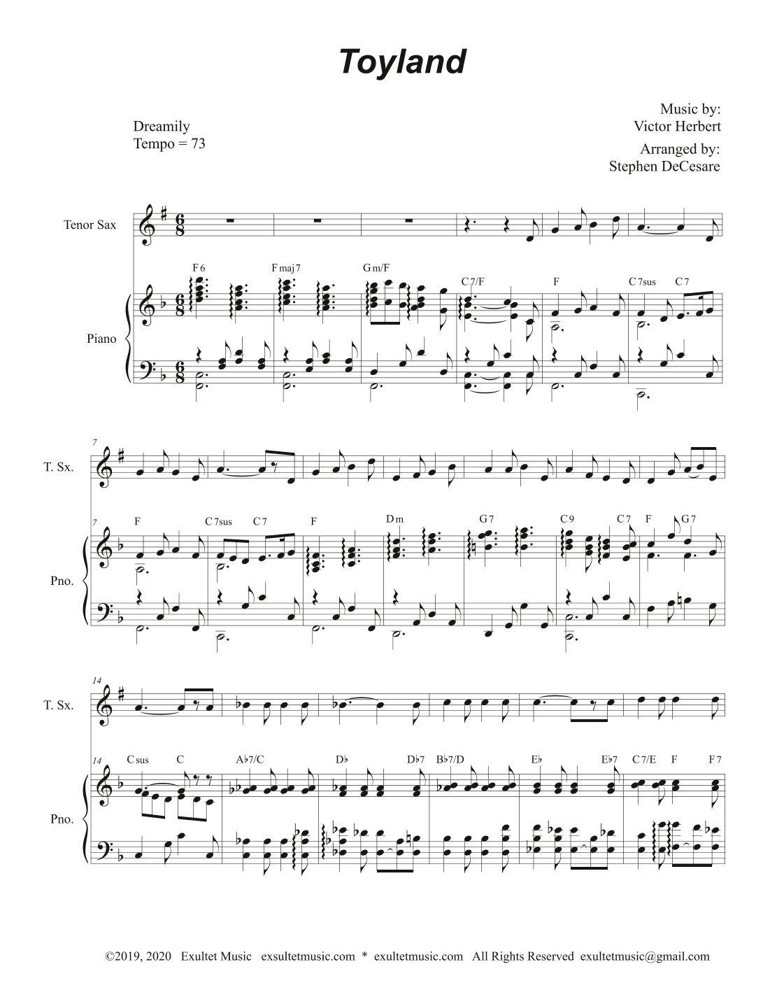 Toyland (Tenor Saxophone and Piano) (arr. Stephen DeCesare)