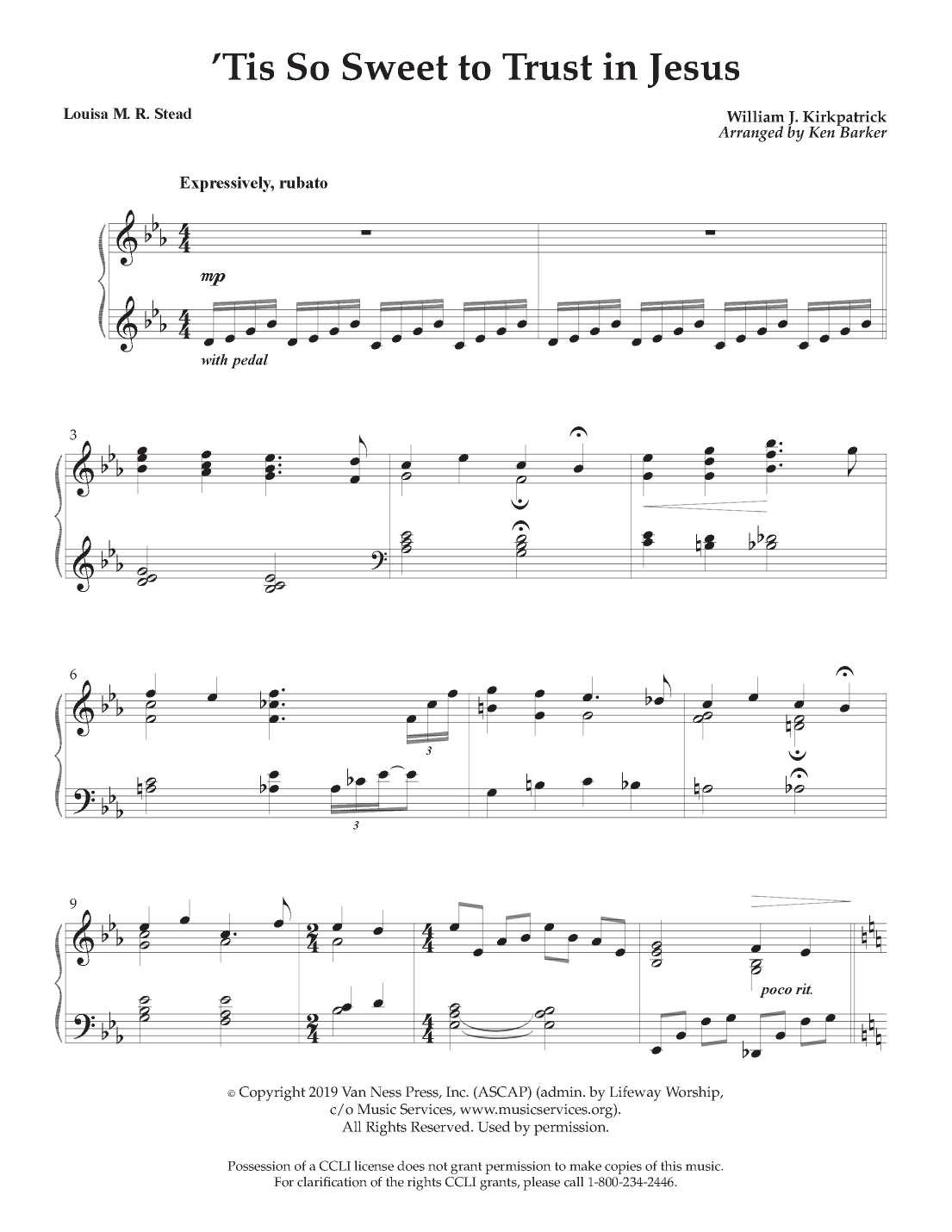 Tis So Sweet to Trust in Jesus (arr. Ken Barker)