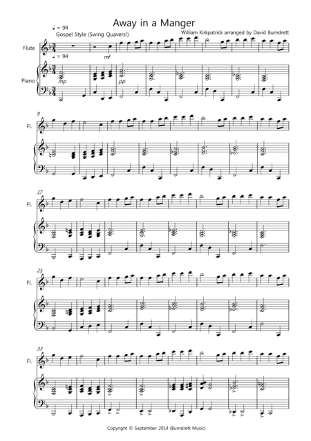 Away in a Manger (Gospel Style!) for Flute and Piano (arr. David Burndrett)