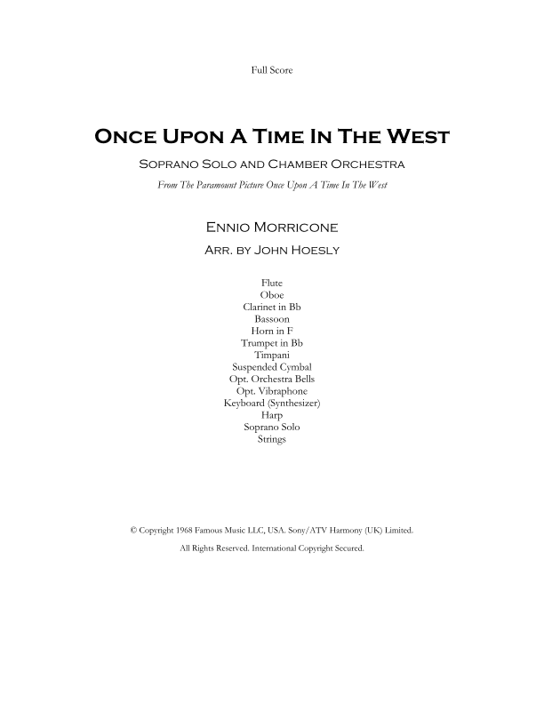 Once Upon A Time In The West (arr. John Hoesly)