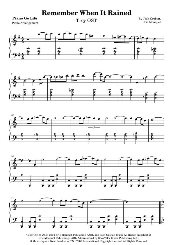 Remember When It Rained (arr. Piano Go Life)