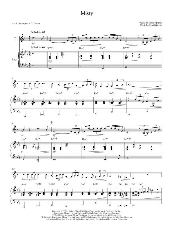 Misty (arr. Debra E. Stempien, Gregory H. Turner)