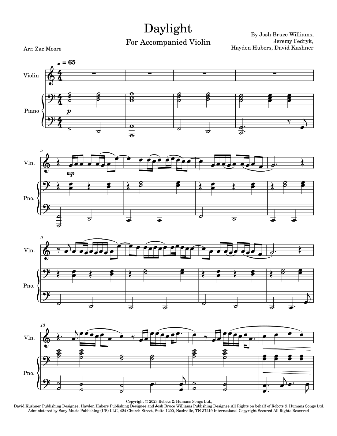 Daylight (arr. Zac Moore)