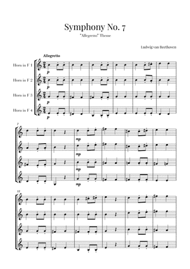 Beethoven - Allegretto (from Symphony No. 7) - for French Horn quartet (arr. Cadenza Editions)