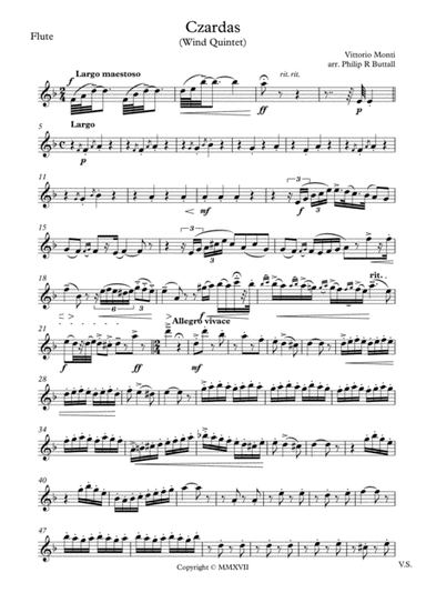 Czardas (Wind Quintet) - Set of Parts [x5] (arr. Philip R Buttall)