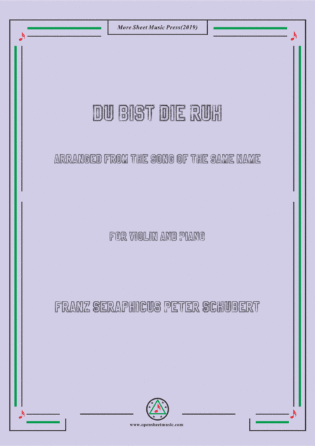 Schubert-Du bist die Ruh,for Violin and Piano (arr. MSM)