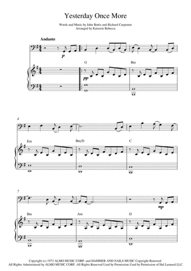 Yesterday Once More (arr. Kaiserin Rebecca)