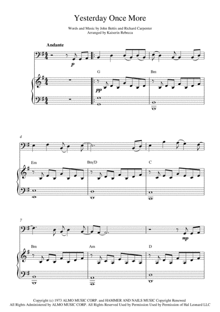 Yesterday Once More (arr. Kaiserin Rebecca)