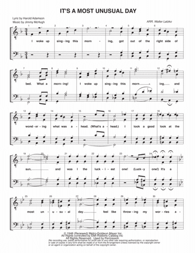 It's A Most Unusual Day (arr. Walter Latzko)