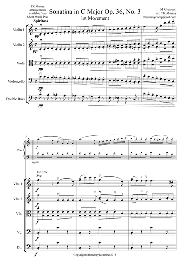 Clementi - Sonatina in C Op.36 No.3 1st Mvt - Piano & String Quartet/Orch (arr. TK Murray)