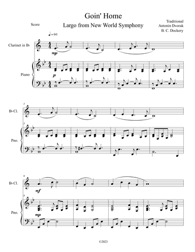 Goin' Home - Largo from New World Symphony (Clarinet Solo with Piano Accompaniment) (arr. B. C. Dockery)
