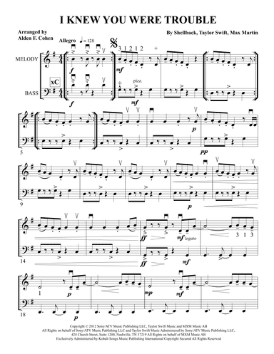 I Knew You Were Trouble (arr. Alden F. Cohen)