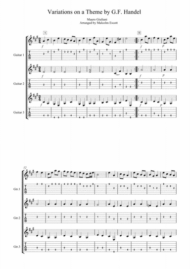 Giuliani - Variations on a theme by Handel. (arr. Malcolm Escott)