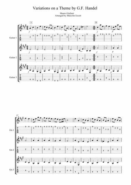 Giuliani - Variations on a theme by Handel. (arr. Malcolm Escott)