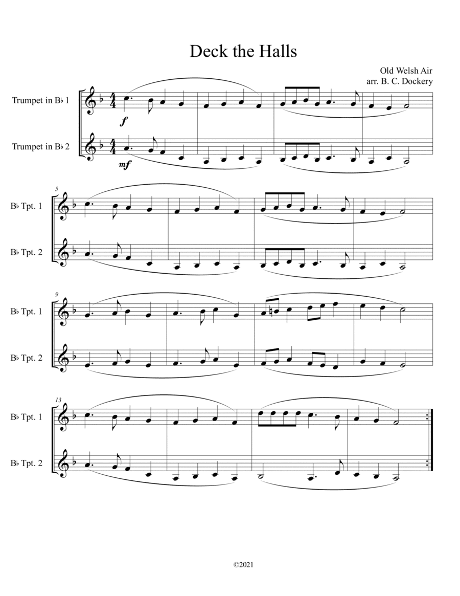 Deck the Halls (Trumpet Duet) (arr. B. C. Dockery)
