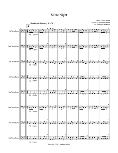 Silent Night (Bb) (Trombone Octet) (arr. Regis Bookshar)