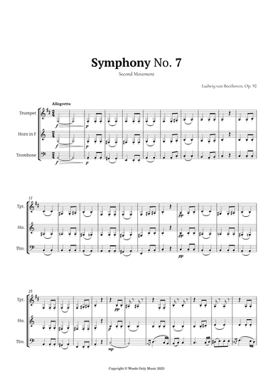 2nd Movement of Symphony No. 7 by Beethoven for Brass Trio (arr. Ander)