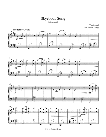 Skyeboat Song (piano solo) (arr. Jordan Grigg)