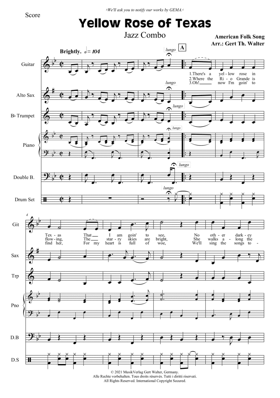 Yellow Rose of Texas (arr. Gert Th. Walter)