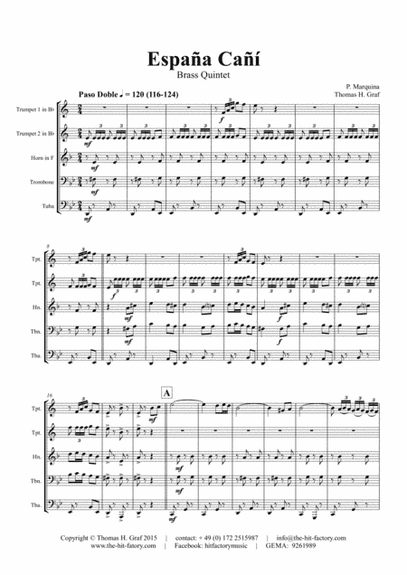 España Cañí - Paso Doble - Gypsy Dance - Brass Quintet (arr. Thomas H. Graf)