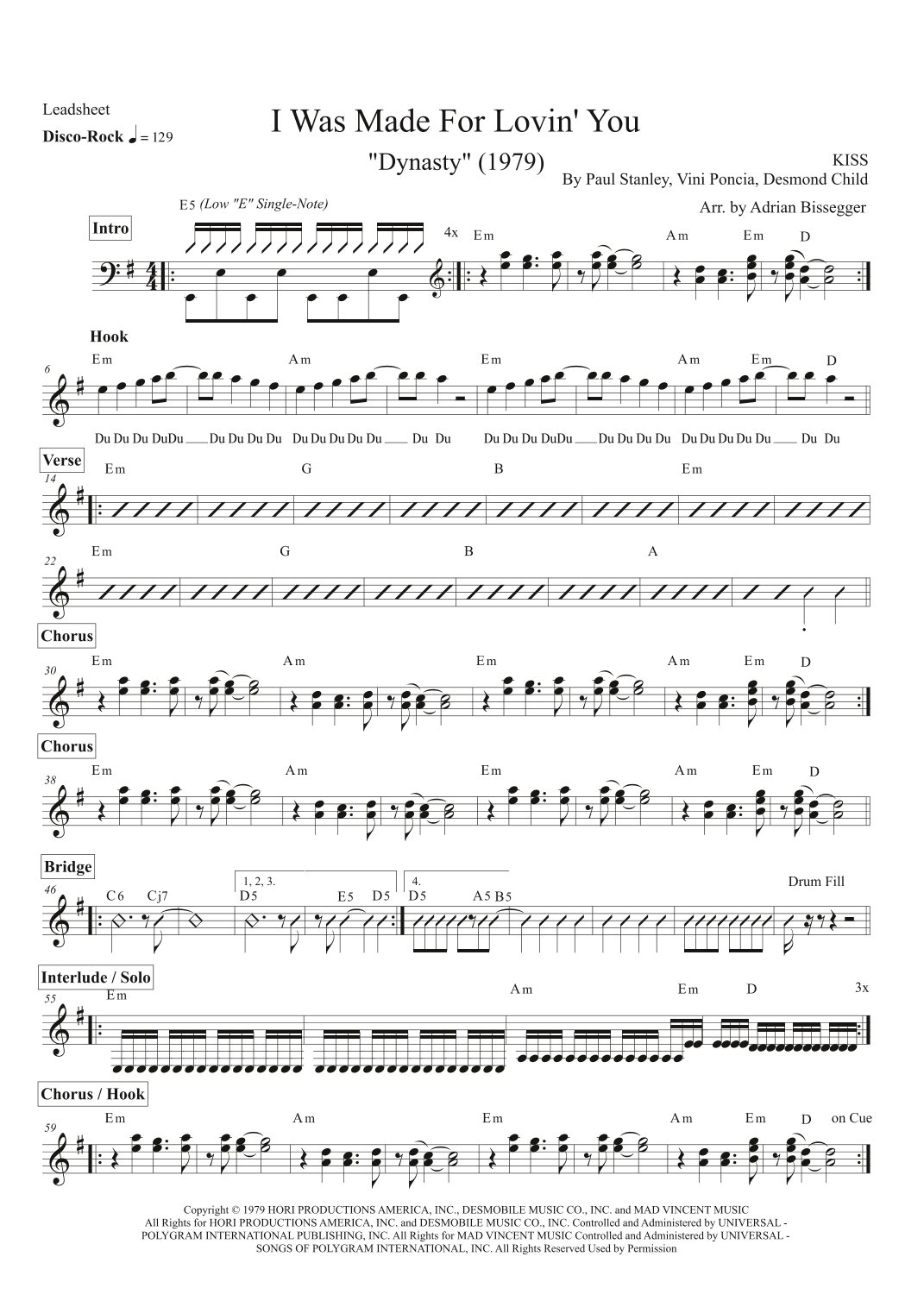 I Was Made For Lovin' You (arr. Adrian Bissegger)