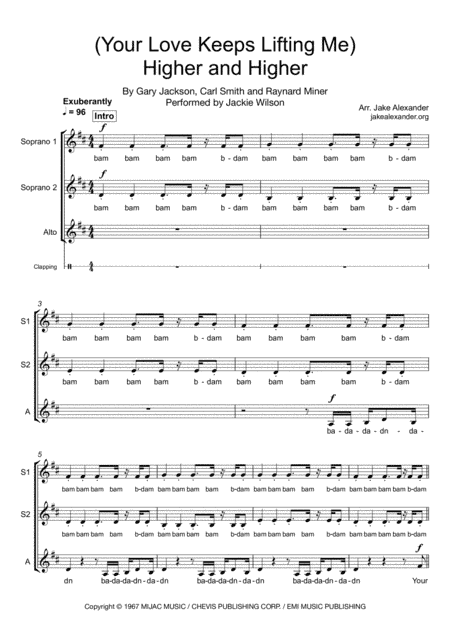 (your Love Has Lifted Me) Higher And Higher (arr. Jake Alexander)