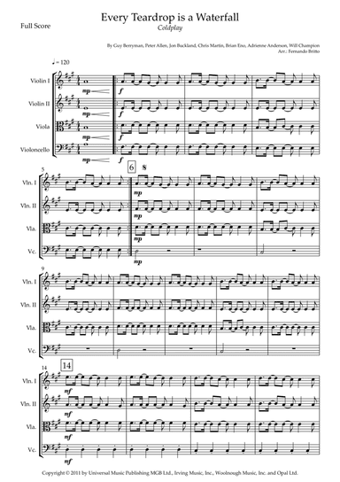 Every Teardrop Is A Waterfall (arr. Fernando Britto)