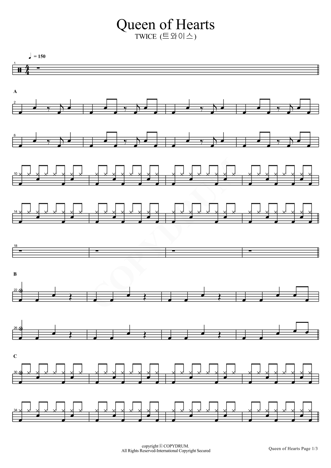 Queen Of Hearts (arr. COPYDRUM)