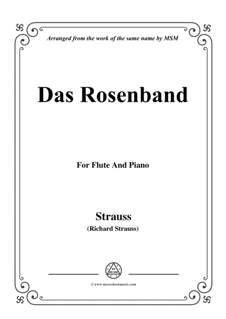 Richard Strauss-Das Rosenband, for Flute and Piano (arr. MSM)