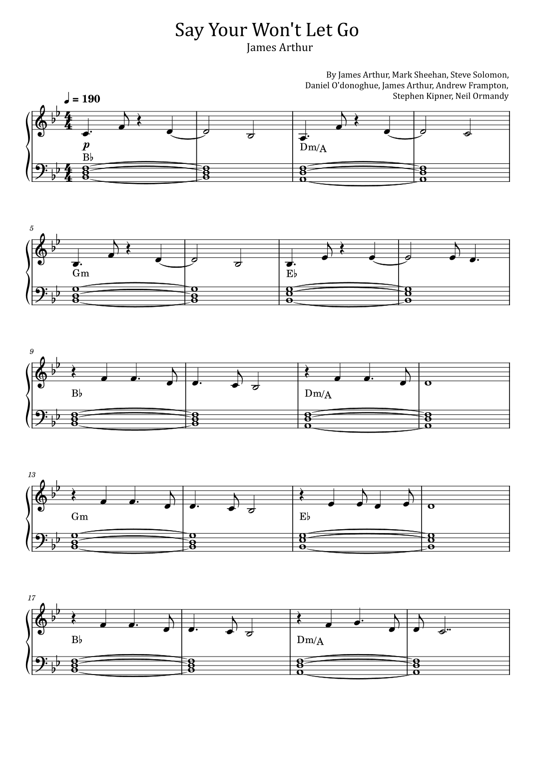 Say You Won't Let Go (arr. poon)