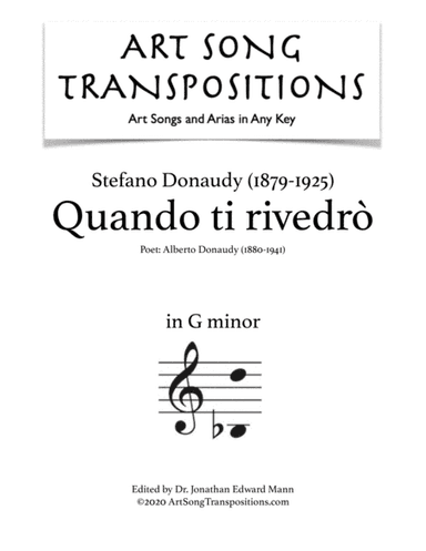 DONAUDY: Quando ti rivedrò (transposed to G minor) (arr. ArtSongTranspositions.com)