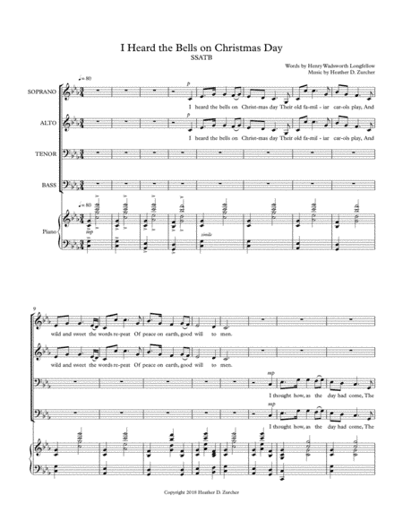 I Heard the Bells on Christmas Day (new melody) - SSATB