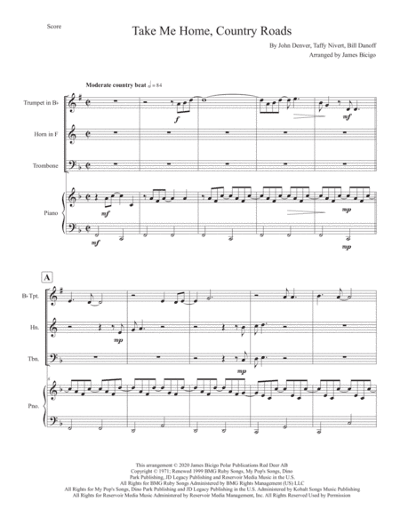 Take Me Home, Country Roads (arr. Jim Bicigo)