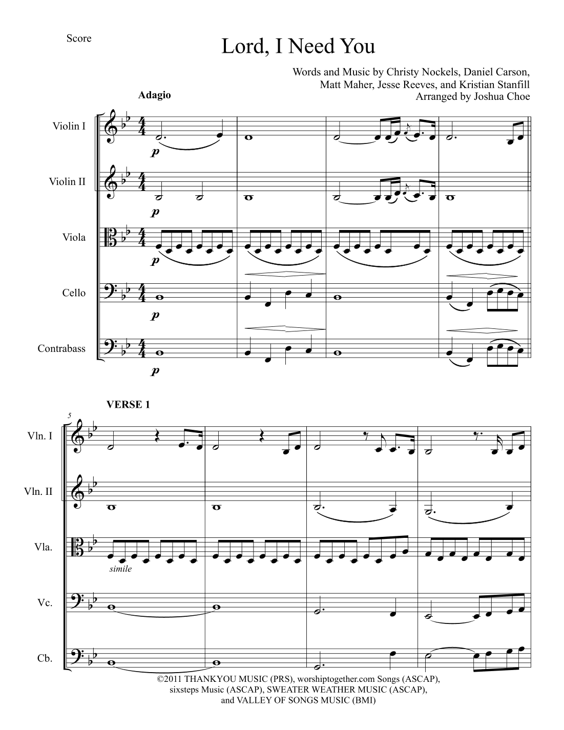 Lord, I Need You (arr. Joshua Choe)