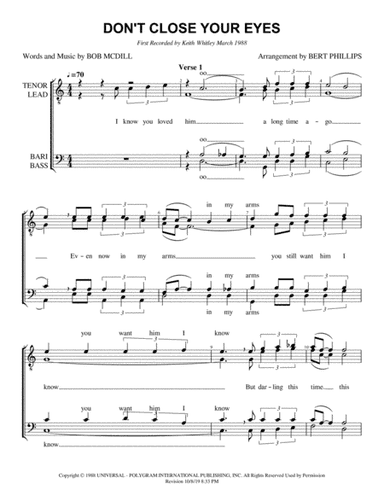 Don't Close Your Eyes (arr. Bert Phillips)