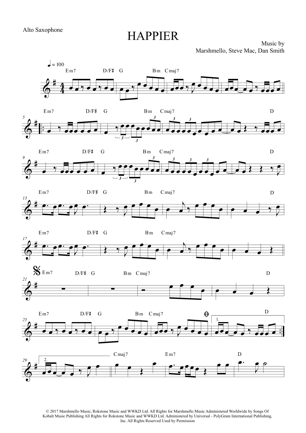 Happier (arr. The Sheet Music Library)