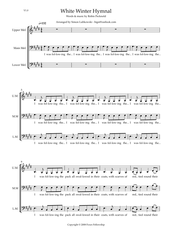 White Winter Hymnal (arr. Simon Lubkowski)