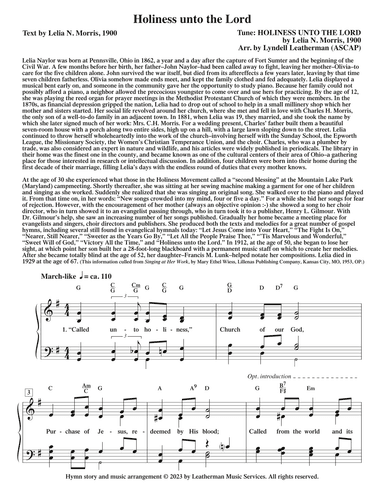 Holiness unto the Lord (arr. Lyndell Leatherman)