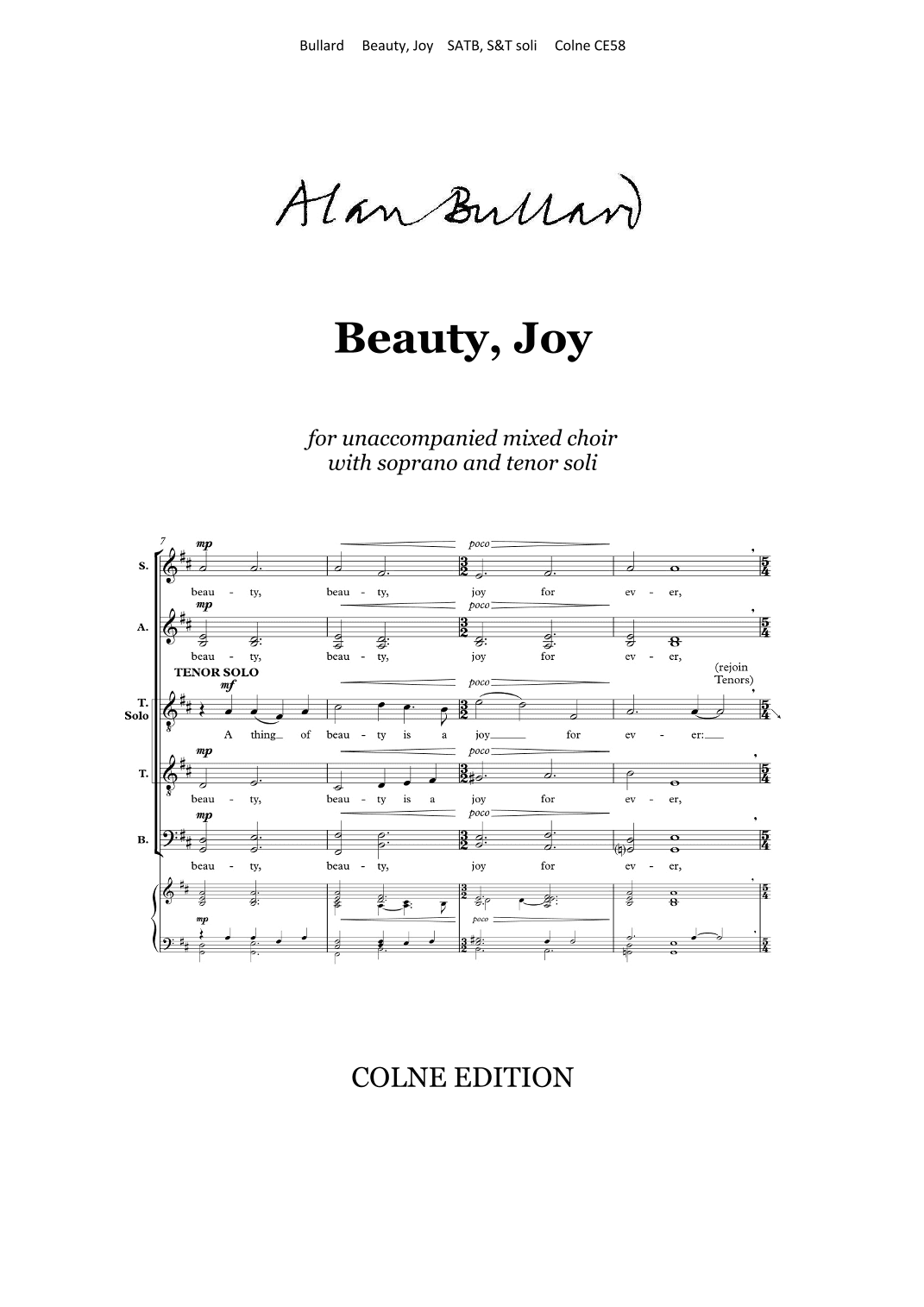 Beauty, Joy (mixed choir unaccompanied)